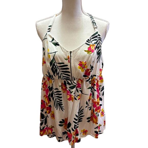 Torrid Top Women 1 US 14 White Tropical Plus Size Vacation Resort‎ Beach Summer - Picture 1 of 4